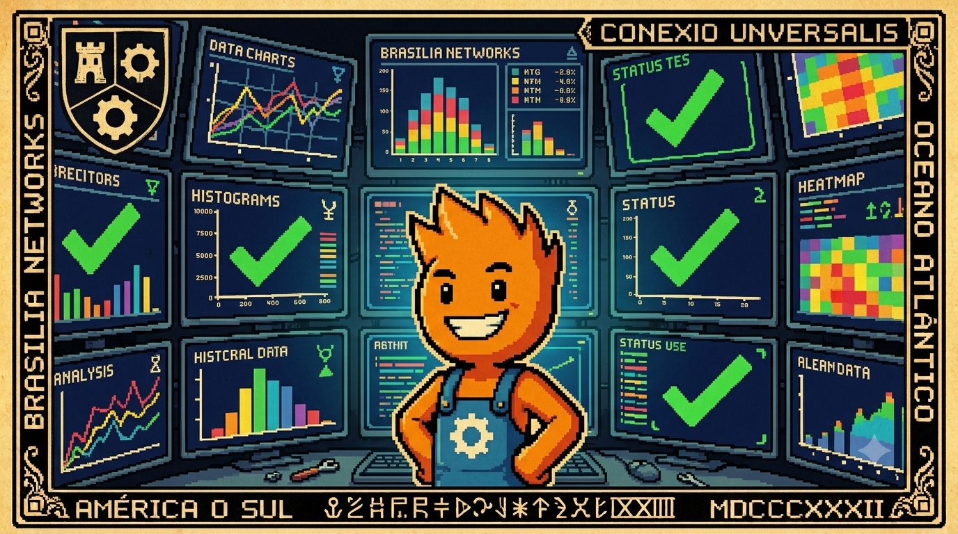 Professor Mascote auscultando cabo com estetoscópio