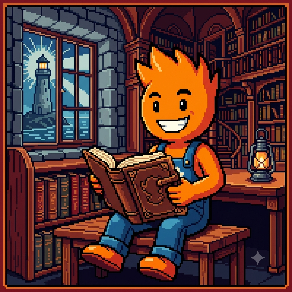 Professor Mascote na biblioteca contemplando o horizonte